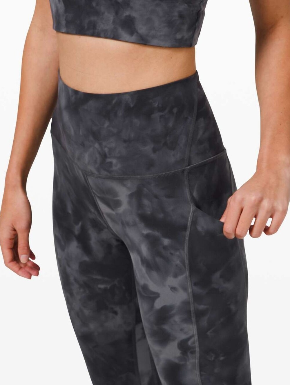Lululemon Align HR Pant Pockets 25" Diamond Dye Pitch Grey Size 10 Small Flaw